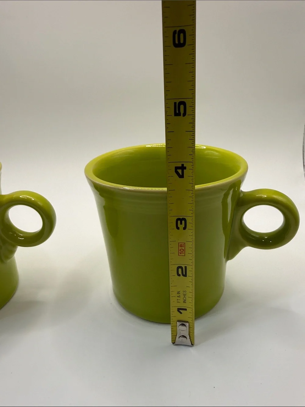 Fiesta Lemongrass Green Ceramic Ring Loop Handle Coffee Mugs Set of 2 HLC USA